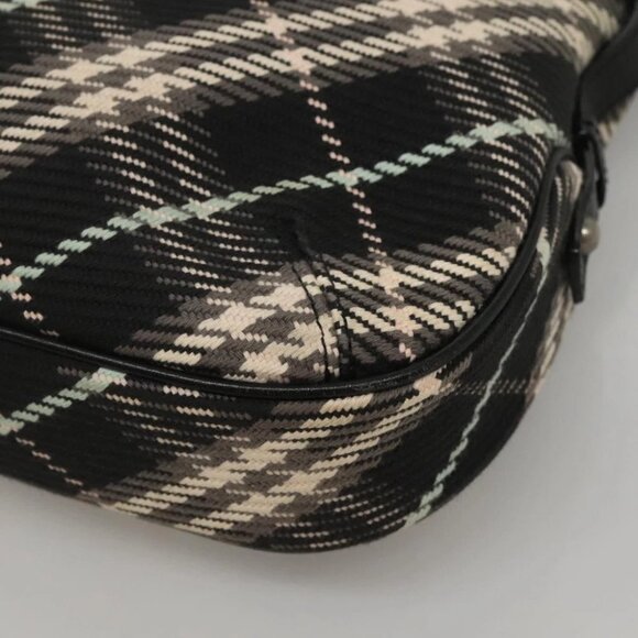 BURBERRY Nova Check Blue Label Shoulder Bag Wool Black Silver Auth 117790 - Picture 2 of 16